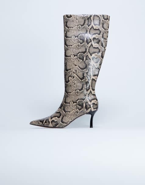 Topshop - Tori - Bottes montantes effet peau de serpent à bout pointu - view 1