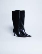 Topshop Tori knee high point toe boot in black