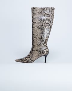 Tori knee high point toe boot in snake