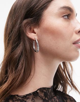 Topshop Toronto silver hammered curve earrings in silver tone - ASOS Price Checker