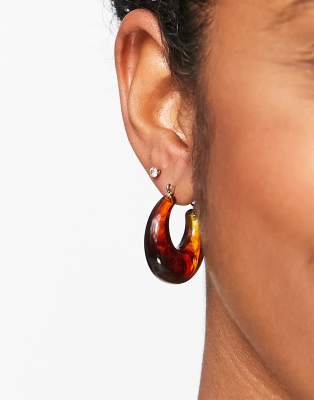 Topshop tortoiseshell resin hoop earrings in multi