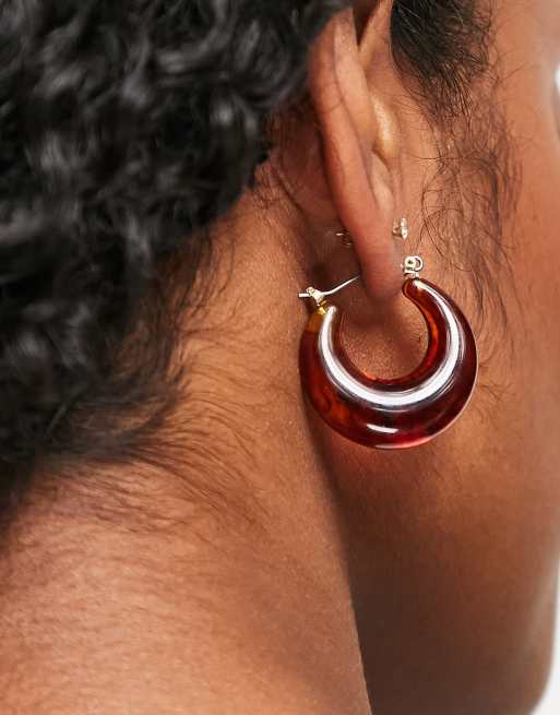 Tortoiseshell resin deals hoop earrings