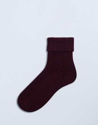 Topshop - Tot - Chaussettes côtelées confortables pour bottes - Bordeaux-Brown
