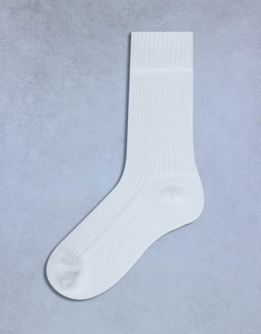 Topshop - Tot - Chaussettes côtelées pour bottes - Blanc