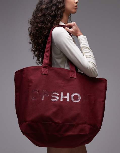 Topshop tote bag in burgundy - view 1