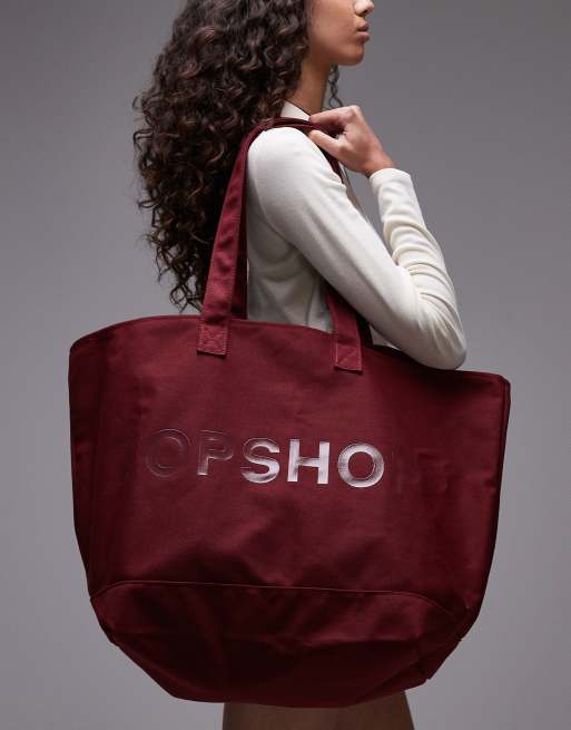 Topshop tote bag in burgundy