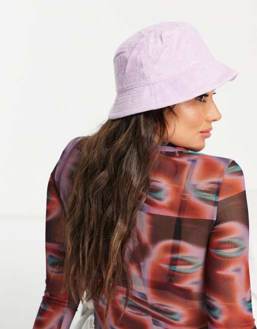 Llilac Topshop wool floppy hat Topshop towelling bucket hat in lilac | ASOS main image 3
