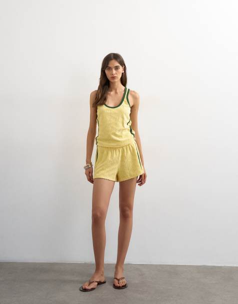 Topshop towelling stripe set in yellow - view 1