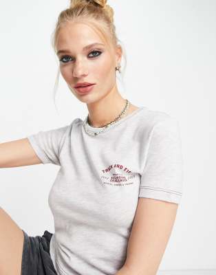 Topshop track and field graphic baby tee in grey | ASOS