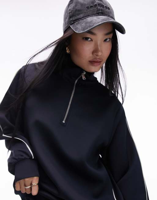 Topshop track seamed sweatshirt in navy - part of a set