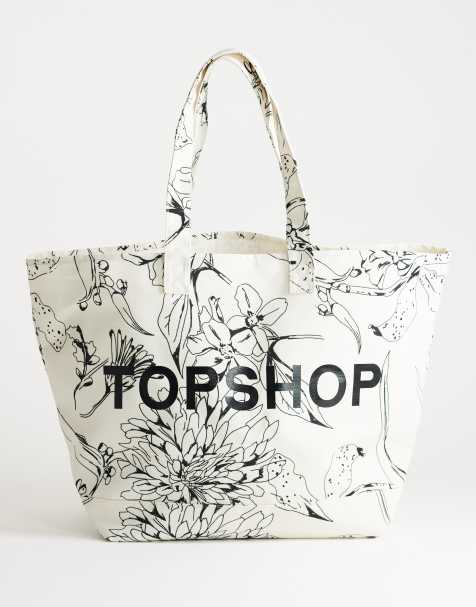 Topshop – Tragetasche aus Leinen mit Blumenmuster-Print - view 1