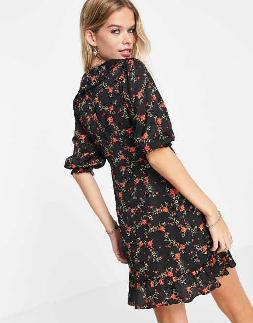 Topshop trailing rose mini wrap dress