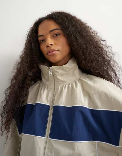 Topshop träningsjacka med kontrasterande passpoal i krämfärg, 3 av 4