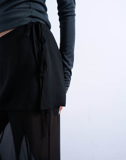 Topshop – Transparente, doppellagige Hose in Schwarz mit Hosenrock-Optik, 4 von 5