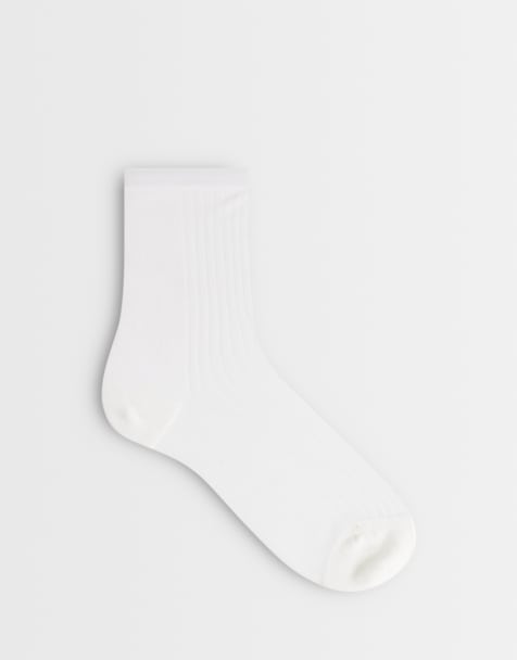 Topshop – Transparente, gerippte Socken in Weiß - view 1