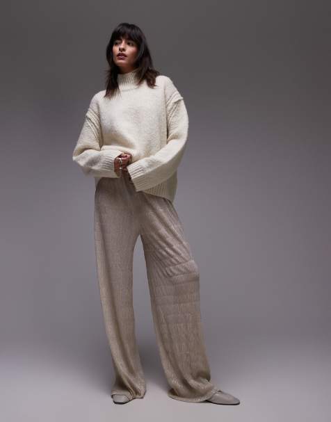 Topshop – Transparente Hose in Metallic-Gold mit Knitterstruktur - view 1