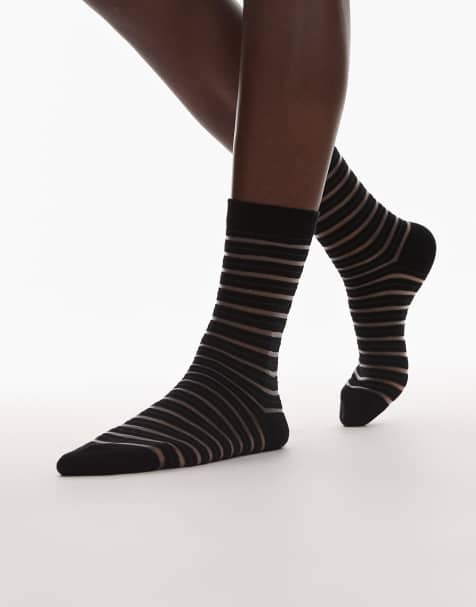 Topshop – Transparente Socken in Schwarz gestreift - view 1