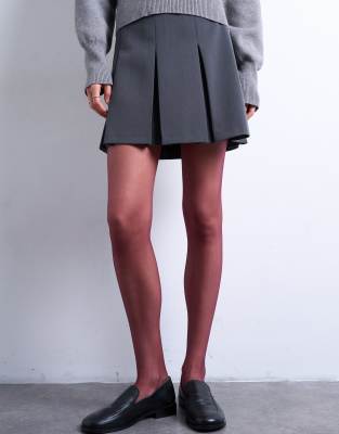 Topshop - Transparente Strumpfhose in Pflaume-Rot