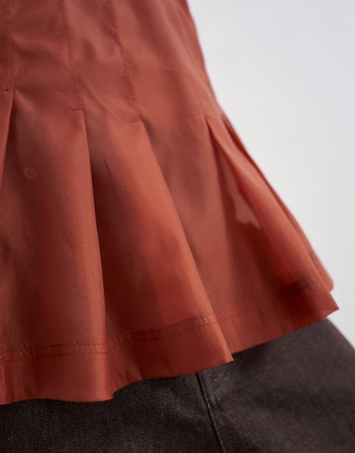 Topshop transparentes Organza-Trägertop mit Biesen in Rost, 4 von 4