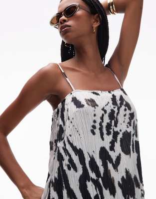 Topshop Trapeeze Crinkle Mesh Mini Dress In Multi