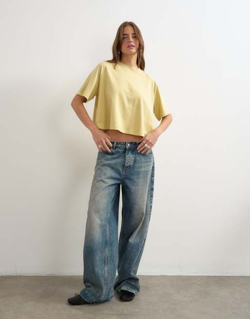 Topshop trapeze tee in yellow, 3 of 4
