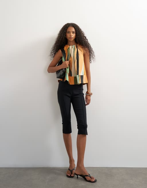 Topshop trapeze tie back top in abstract print, 4 of 4