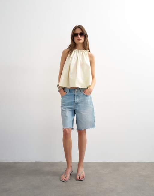 Topshop trapeze tie back top in ecru, 4 of 4