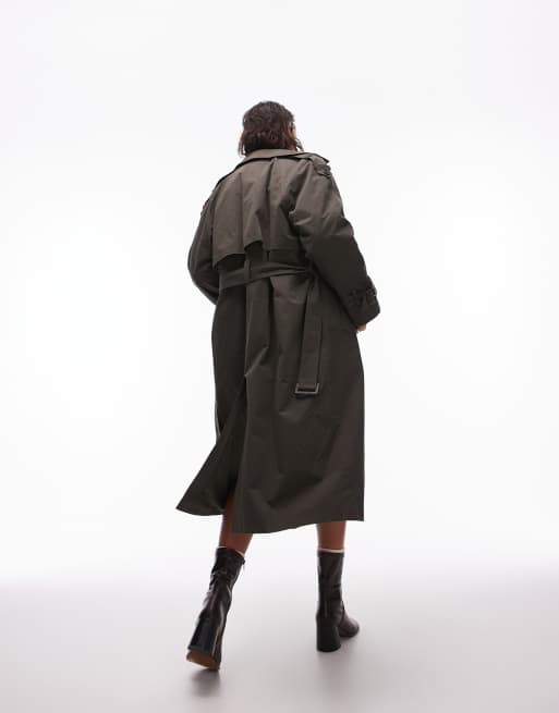 Trench Cappotto Verde Scuro TRENCH OVERSIZE WATER REPELLENT ZW