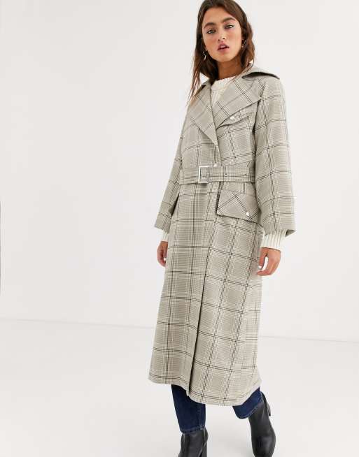 Topshop on sale check coat