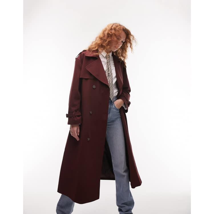 Topshop Trench coat oversize doux Bordeaux ASOS