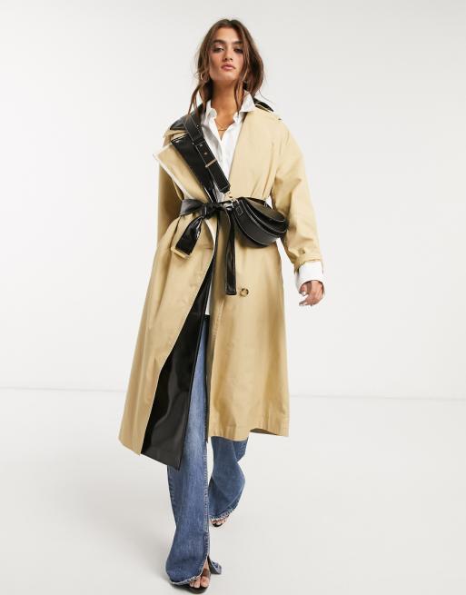 Topshop trench coat with vinyl panels coat, trench coat, topshop, joggers