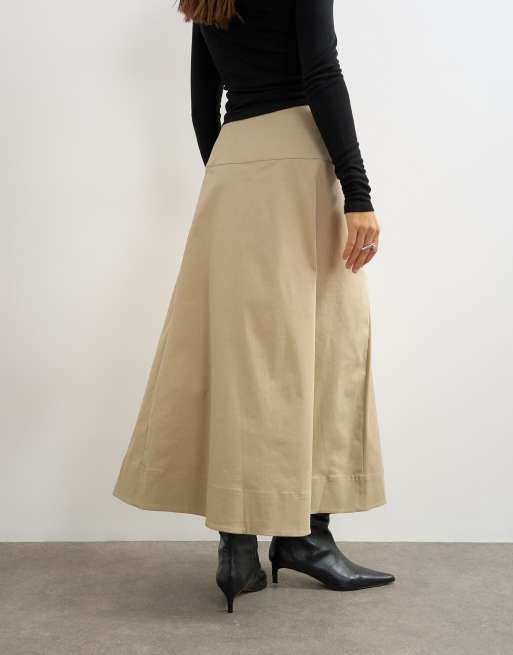 Topshop trench-kjol med omlottmidjedetalj i stone, 4 av 5