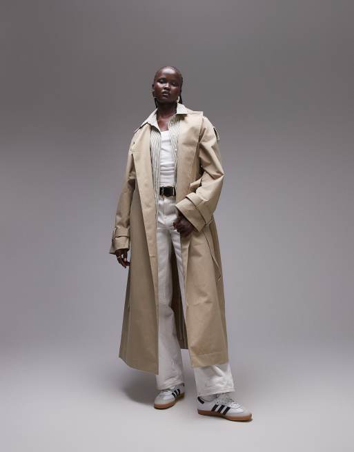 Topshop - Trench minimal color tortora