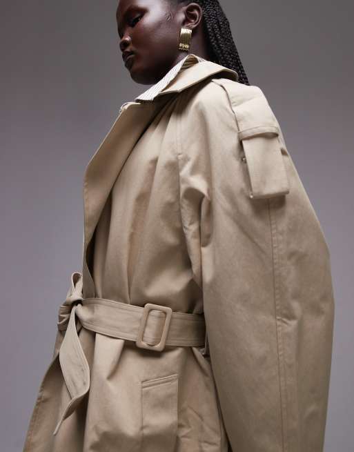 Topshop - Trench minimal color tortora, 4 di 4