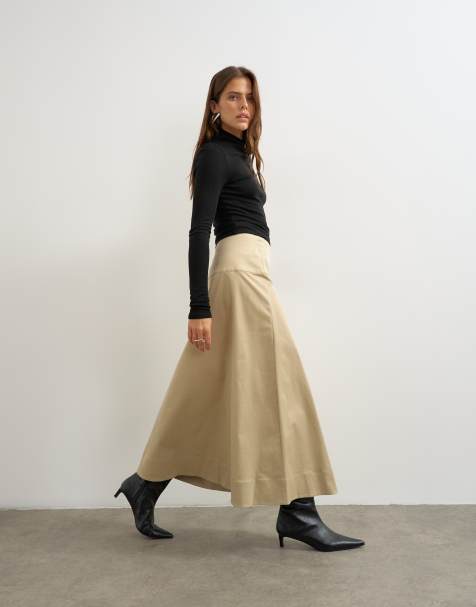 Topshop trench-nederdel med slå om-talje og detalje i beige - view 1