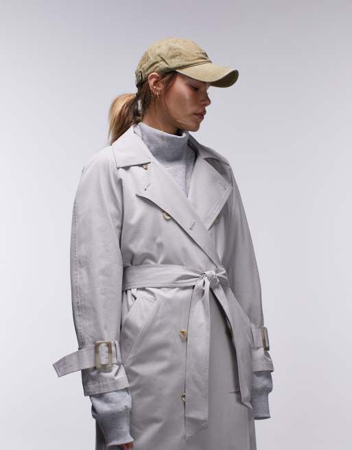 Topshop - Trench réversible à rayures et en coton - Galet, 6 de 6
