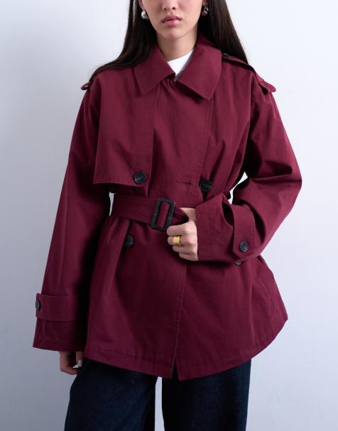 Topshop - Trench taglio corto bordeaux anni '90 - view 1