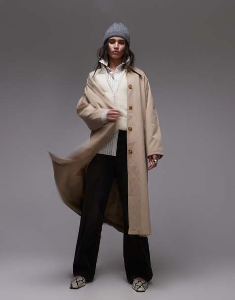 Topshop - Trenchcoat in jaren 90-stijl in stone - view 1