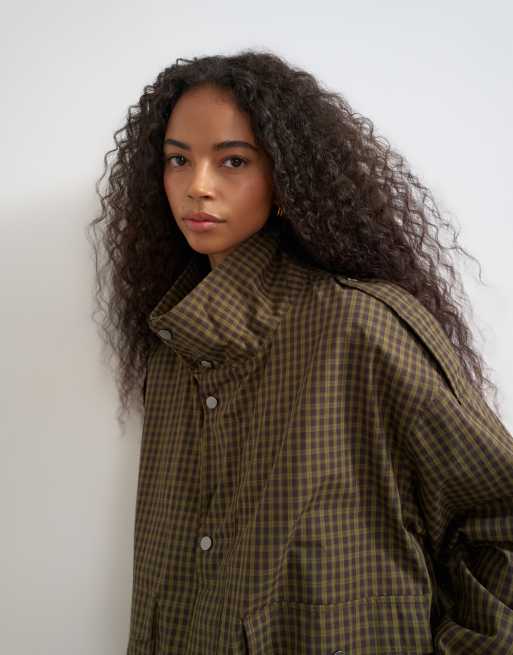 Topshop trenchcoat med ballongfåll i rutigt, 2 av 4
