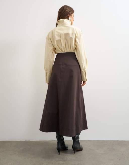 Topshop trenchkjol med omlottmidja i choklad, 2 av 5