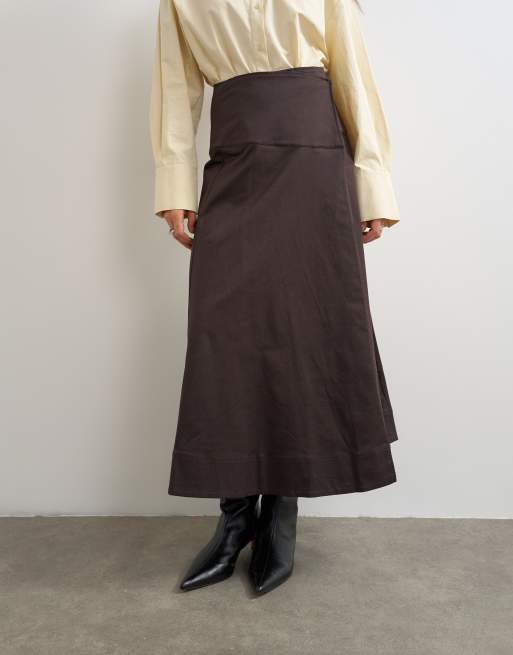 Topshop trenchkjol med omlottmidja i choklad, 4 av 5