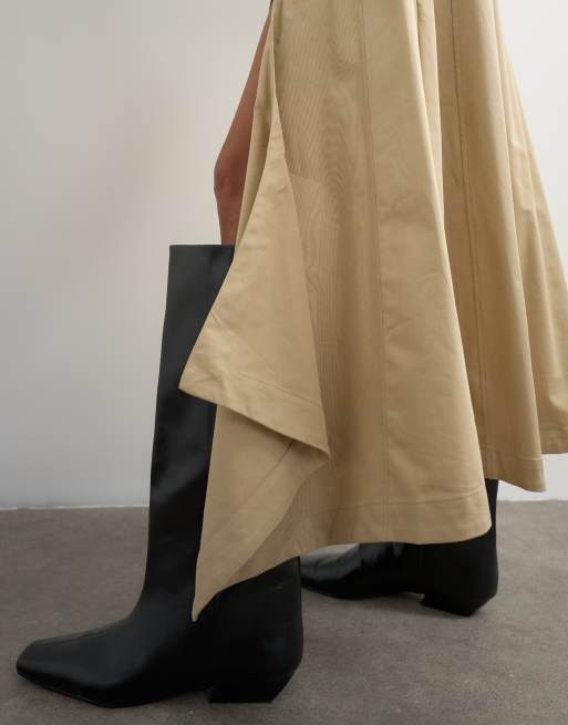 Topshop Trenchrock mit Taillendetail und asymmetrischem Saum in Stein, 3 von 5