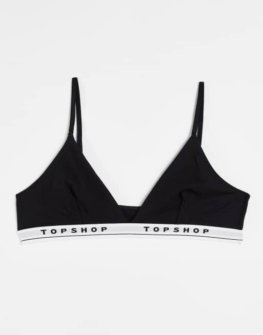 Topshop - Triangel bh met logo in zwart