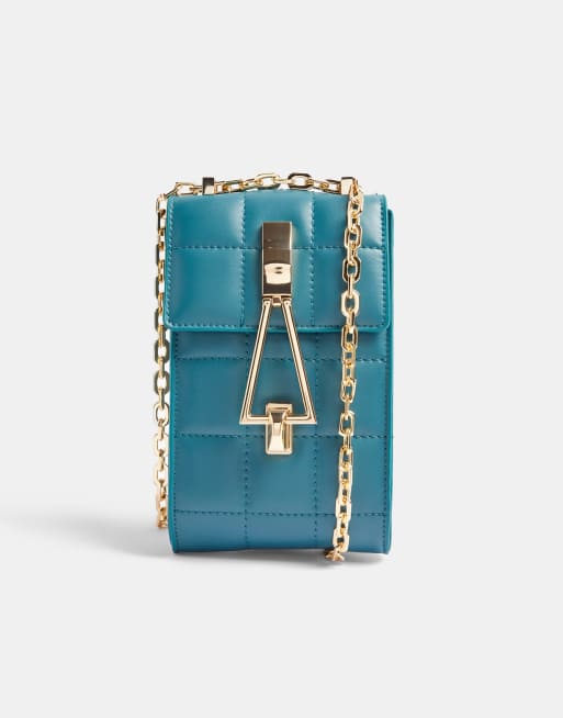 triangle lock bag in teal ASOS