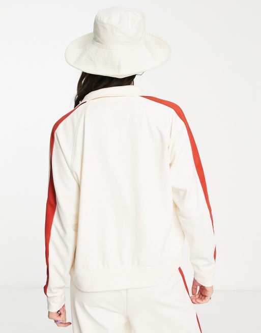 Red jacket sale with white stripes