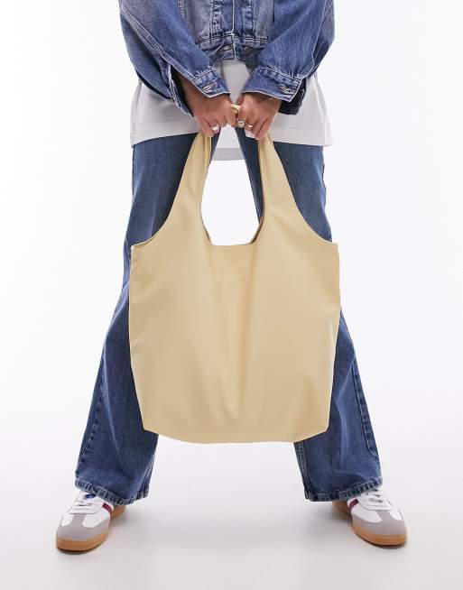 Topshop - Troy - Gul tote-taske med dyb, rund hank, 2 af 4