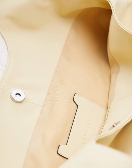Topshop - Troy - Gul tote-taske med dyb, rund hank, 3 af 4