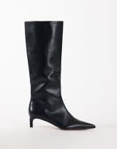 Topshop Troy kitten heel knee high boot in black