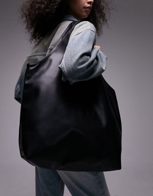 Topshop Troy Scoop Handle Tote Bag In Black