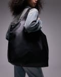 [Topshop] Topshop Troy scoop handle tote bag in black One Size BLACK